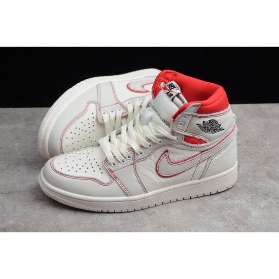 Jordan 1 Retro High White Red 555068-160 Basketball Shoes