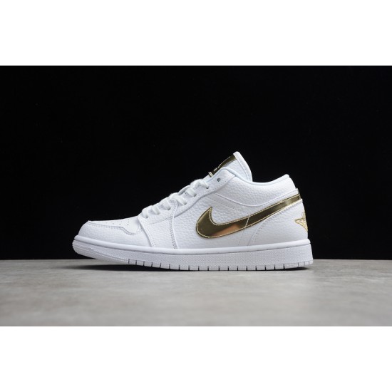 Jordan 1 Retro Low White Metallic Gold CZ4776100 Basketball Shoes Unisex