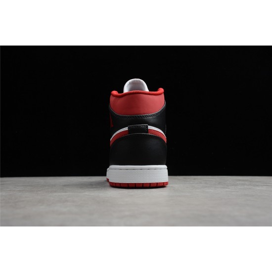 Jordan 1 Retro Mid Black Gym Red 554724-122 Basketball Shoes