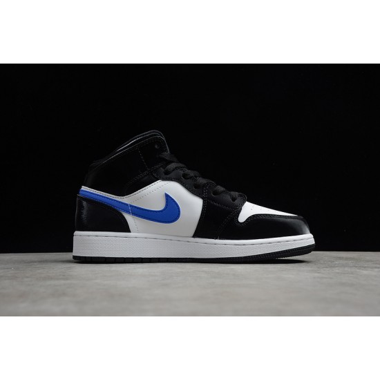 Jordan 1 Retro Mid Black Racer Blue 554725-084 Basketball Shoes
