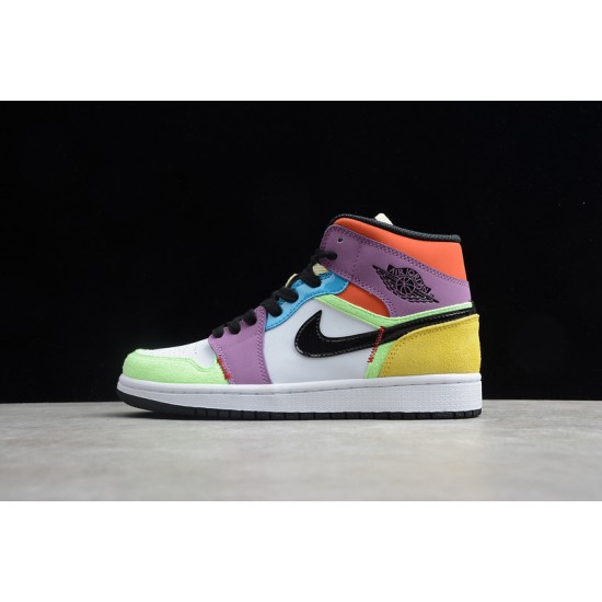 Jordan 1 Retro Mid Lightbulb CW1140-100 Basketball Shoes