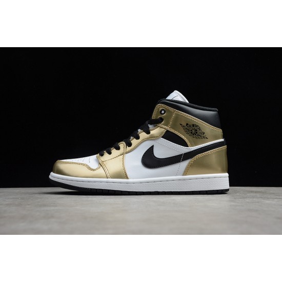 Jordan 1 Retro Mid Metallic Gold DC1419-700 Basketball Shoes