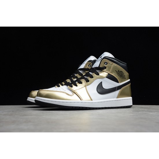 Jordan 1 Retro Mid Metallic Gold DC1419-700 Basketball Shoes
