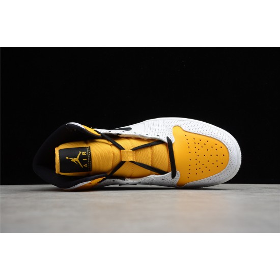 Jordan 1 Retro Mid Perforated - White University Gold BQ6472-107 Basketball Shoes