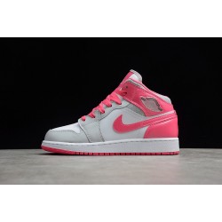 Jordan 1 Retro Mid Platinum Pink 555112-109 Basketball Shoes