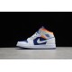 Jordan 1 Retro Mid White Deep Royal Blue 554725-131 Basketball Shoes