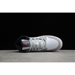 Jordan 1 Retro Mid White Grey Hyper Pink 555112-117 Basketball Shoes
