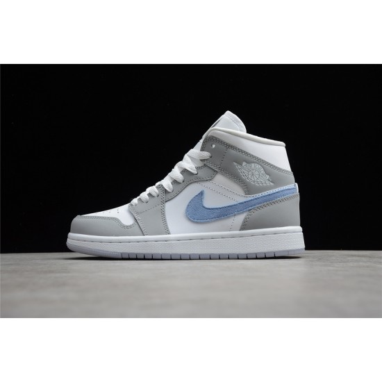 Jordan 1 Retro Mid Wolf Grey Aluminum BQ6472-105 Basketball Shoes