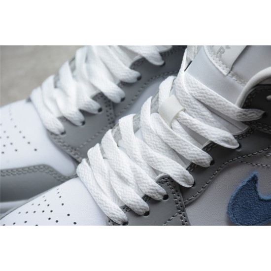 Jordan 1 Retro Mid Wolf Grey Aluminum BQ6472-105 Basketball Shoes