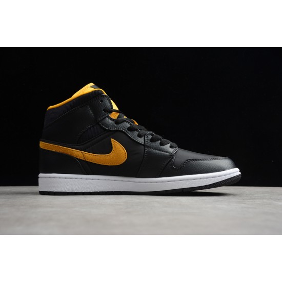 Jordan 1 Retro Mid Yellow Black C9352-001 Basketball Shoes