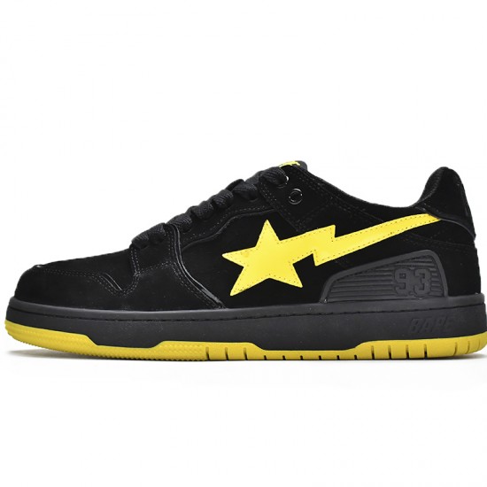 A Bathing Ape Sk8 Low Black Yellow Women Men Shoes