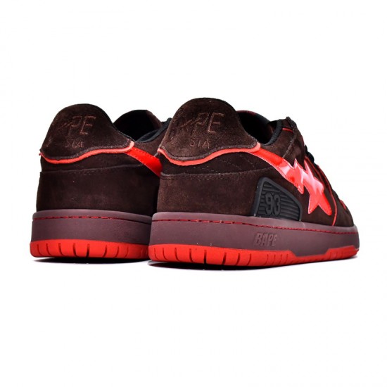 A Bathing Ape Sk8 Low Brown And Red Women Men Shoes