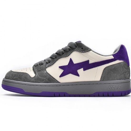 A Bathing Ape Sk8 Low Grey Purple Beige Women Men Shoes