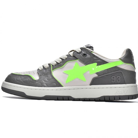 A Bathing Ape Sk8 Low Grey White Green Women Men Shoes