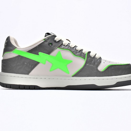 A Bathing Ape Sk8 Low Grey White Green Women Men Shoes