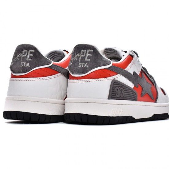 A Bathing Ape Sk8 Low White Red Grey Women Men Shoes