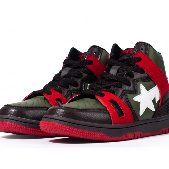 A Bathing Ape Sk8 High Army Green Black White Red Women Men Shoes