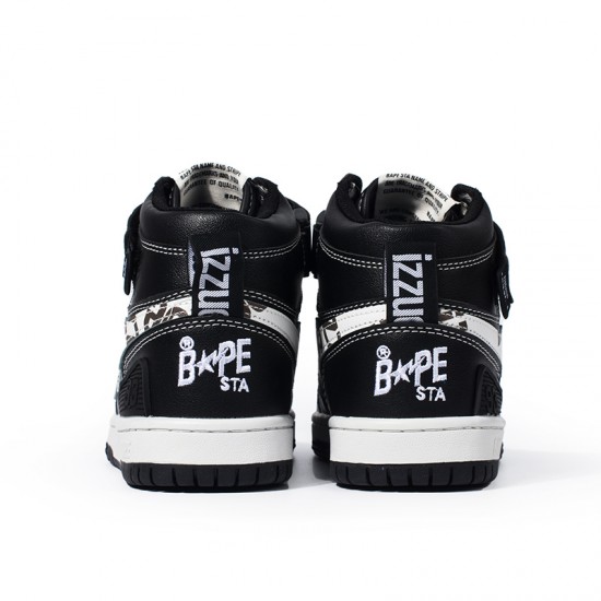 A Bathing Ape Sk8 High Black White Women Men Shoes