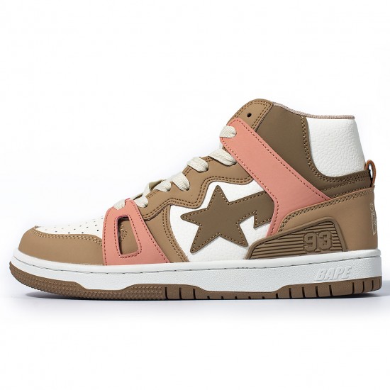 A Bathing Ape Sk8 High Brown White Women Men Shoes