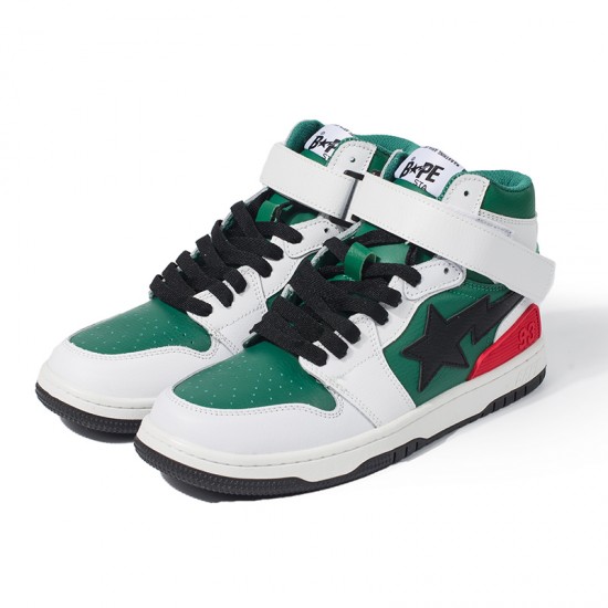 A Bathing Ape Sk8 High Green Red Black White Women Men Shoes