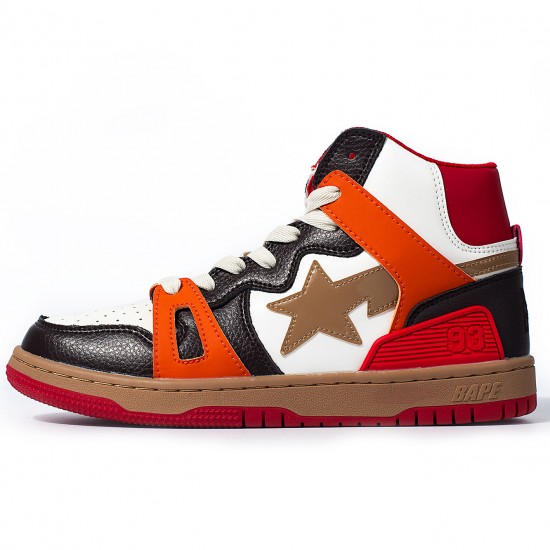 A Bathing Ape Sk8 High Red Brown Black White Women Men Shoes