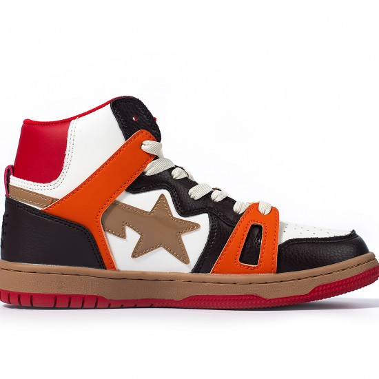 A Bathing Ape Sk8 High Red Brown Black White Women Men Shoes