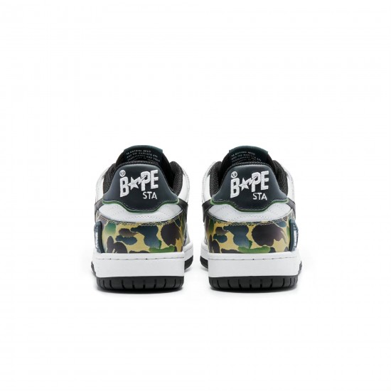 A Bathing Ape Sk8 Low Army Green White Black Women Men Shoes