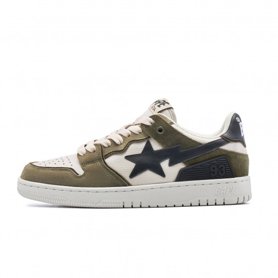 A Bathing Ape Sk8 Low Beige Black Army Green Women Men Shoes