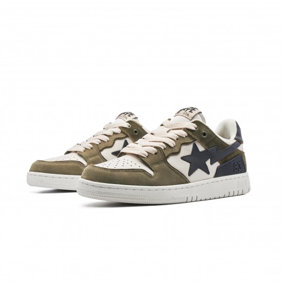 A Bathing Ape Sk8 Low Beige Black Army Green Women Men Shoes