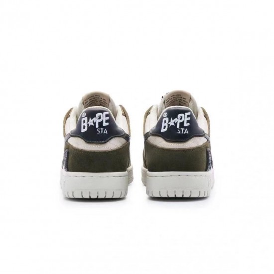 A Bathing Ape Sk8 Low Beige Black Army Green Women Men Shoes