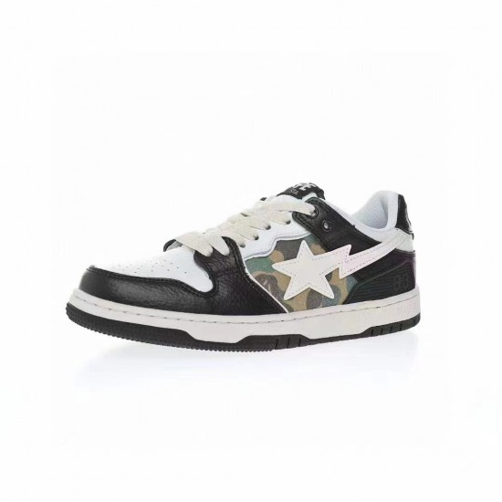 A Bathing Ape Sk8 Low Black White Women Men Shoes