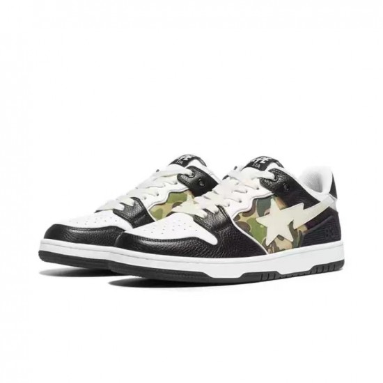 A Bathing Ape Sk8 Low Black White Women Men Shoes