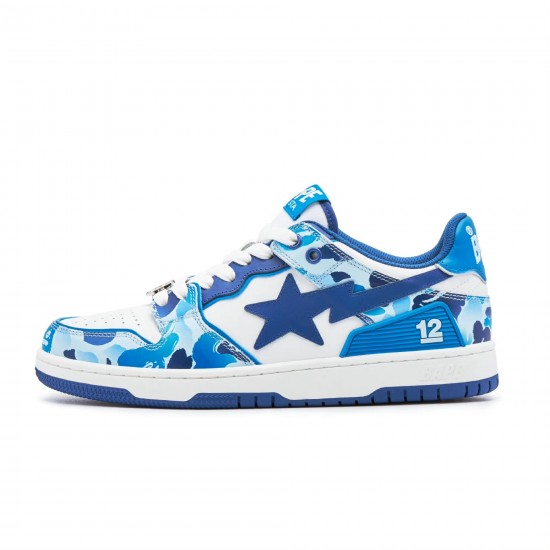 A Bathing Ape Sk8 Low Blue White Deep Blue Women Men Shoes