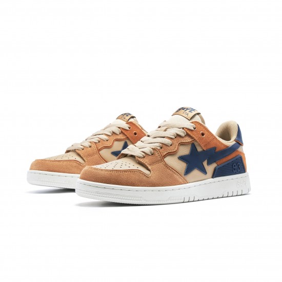 A Bathing Ape Sk8 Low Brown Blue Women Men Shoes