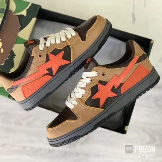 A Bathing Ape Sk8 Low Brown Orange Black Women Men Shoes