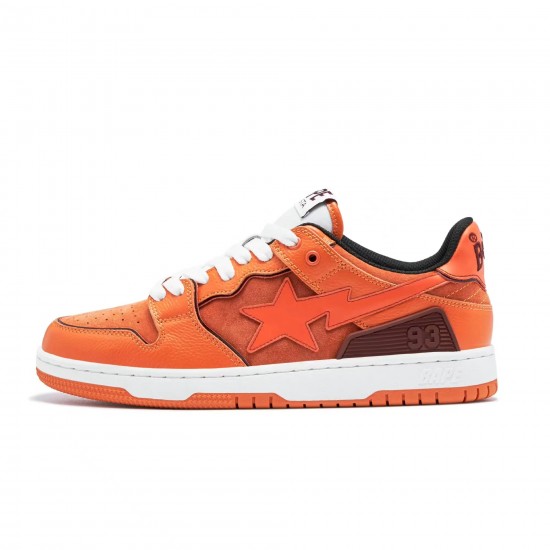 A Bathing Ape Sk8 Low Brown Orange White Women Men Shoes