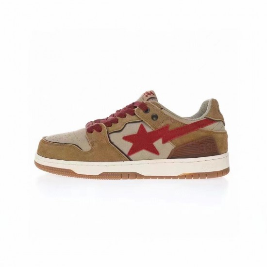 A Bathing Ape Sk8 Low Brown Red Women Men Shoes