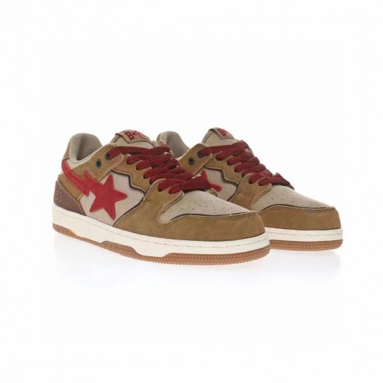 A Bathing Ape Sk8 Low Brown Red Women Men Shoes