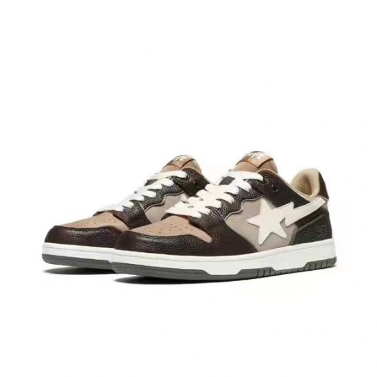 A Bathing Ape Sk8 Low Brown White Women Men Shoes