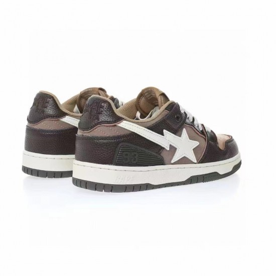 A Bathing Ape Sk8 Low Brown White Women Men Shoes