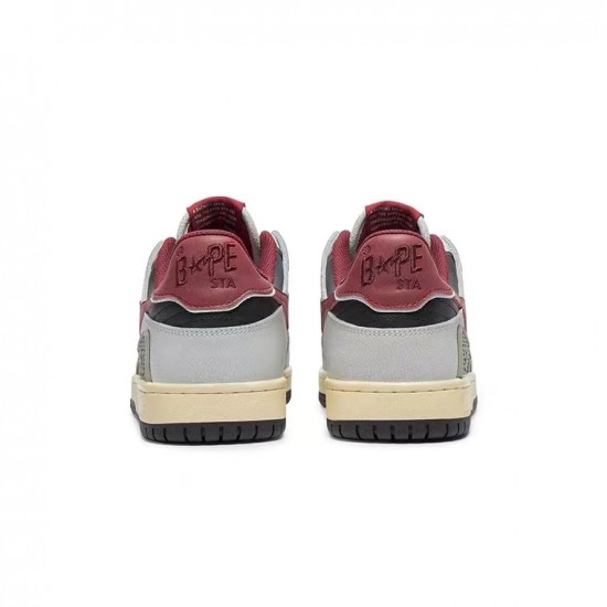 A Bathing Ape Sk8 Low Grey Black Win-red Women Men Shoes