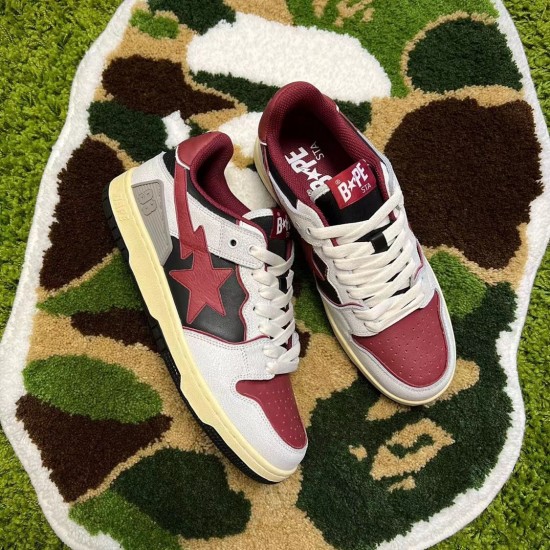 A Bathing Ape Sk8 Low Grey Black Win-red Women Men Shoes