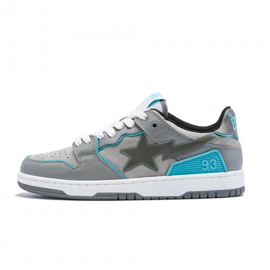 A Bathing Ape Sk8 Low Grey Ltblue Women Men Shoes