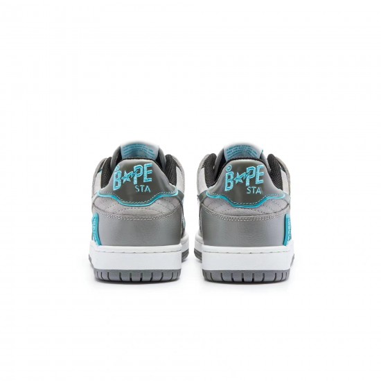 A Bathing Ape Sk8 Low Grey Ltblue Women Men Shoes