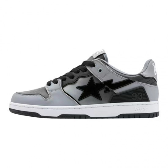 A Bathing Ape Sk8 Low Grey Silver Black Women Men Shoes