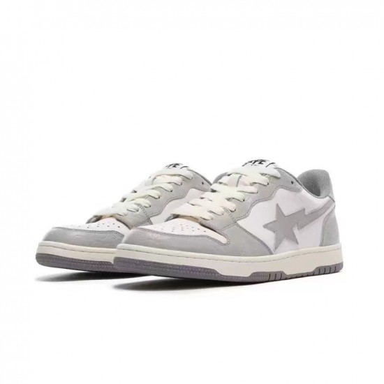 A Bathing Ape Sk8 Low Grey White Women Men Shoes