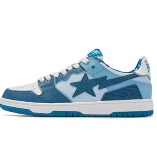 A Bathing Ape Sk8 Low Ltblue White Women Men Shoes