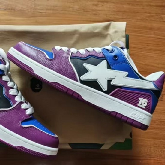 A Bathing Ape Sk8 Low Purple Blue White Women Men Shoes