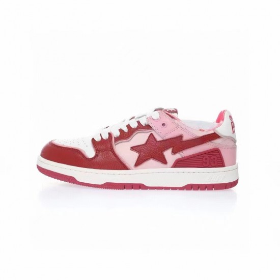 A Bathing Ape Sk8 Low Red White Women Men Shoes