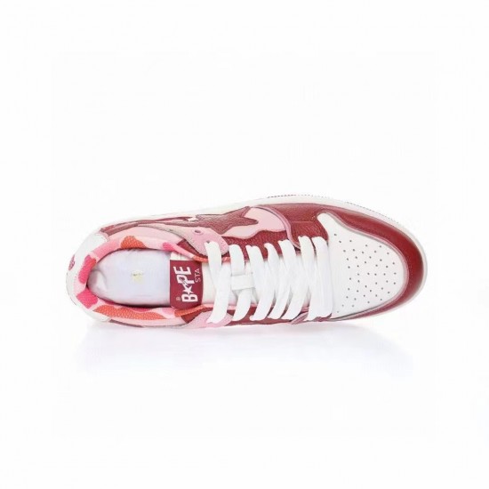 A Bathing Ape Sk8 Low Red White Women Men Shoes